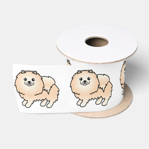 Lazo De Raso Pomerania crema perro de dibujos animados lindo