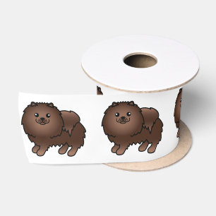 Lazo De Raso Pomerania marrón perro de dibujos animados lindo