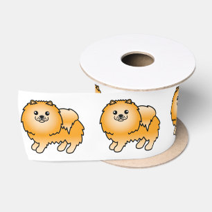 Lazo De Raso Pomerania naranja perro de dibujos animados lindo