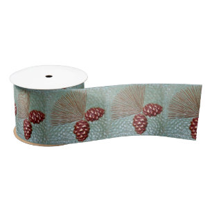 Lazo De Raso Ponderosa Pinecone Satin Ribbon
