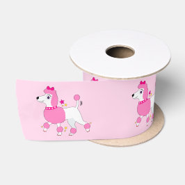 Lazo De Raso Poodle Personalizado con pelo rosado y barba de 3"