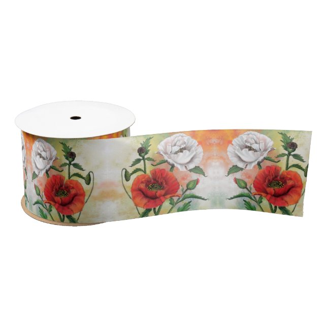 Lazo De Raso Poppies Ribbon Gift (Carrete)