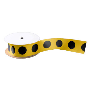 Lazo De Raso Pos de polka negro sobre amarillo