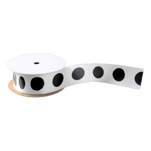 Lazo De Raso Pos de polka negro sobre blanco