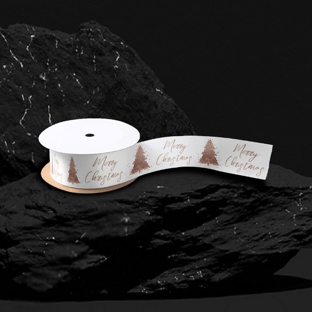 Lazo De Raso Posh Merry Christmas | Glam Rosa Gold Rubor Tree (Subido por el creador)