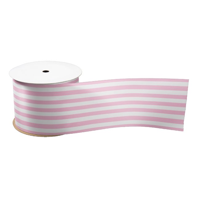 Lazo De Raso Preppy Franja Rosa (Carrete)