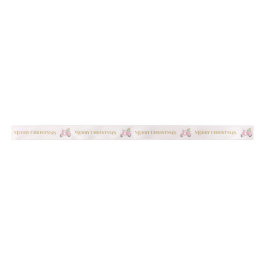 Lazo De Raso Preppy Pink Moped Merry Christmas Ribbon