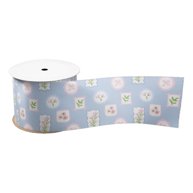 Lazo De Raso Preppy watercolor floral grandmillennial (Carrete)
