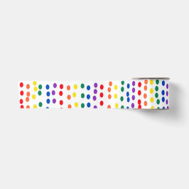 Lazo De Raso Puntos de golosinas arcoiris sobre blanco