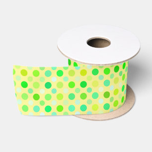 Lazo De Raso puntos de polka amarillos y verdes