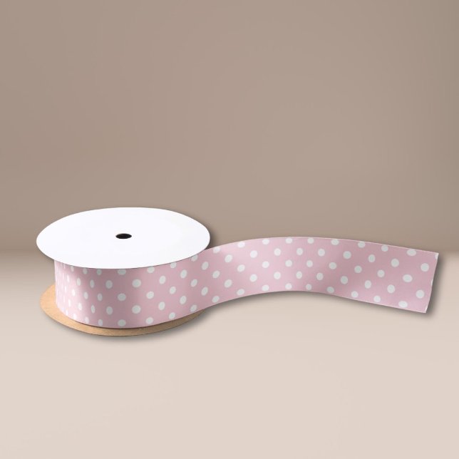 Lazo De Raso Puntos de polka blanco rosado de Rubor (Subido por el creador)