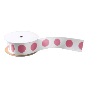 Lazo De Raso Puntos de polka rosa y blanco