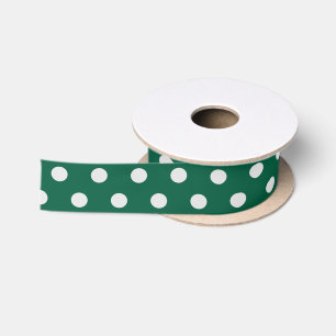 Lazo De Raso Puntos de polka verde y blanco