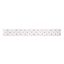 LAZO DE RASO PUNTOS PASTEL PINK & TAN POLKA