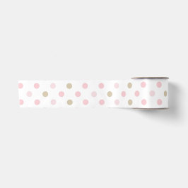 LAZO DE RASO PUNTOS ROSA PASTEL Y BEIGE
