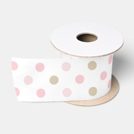 LAZO DE RASO PUNTOS ROSA PASTEL Y BEIGE