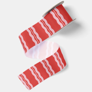 Lazo De Raso Puntos y ondas rojas y rosadas divertida Navidad
