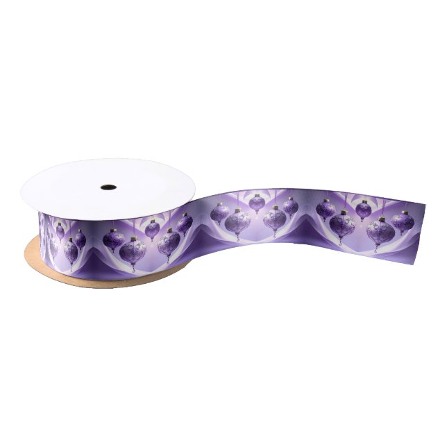 Lazo De Raso Purple Christmas Ball Holiday Satin Ribbon (Carrete)