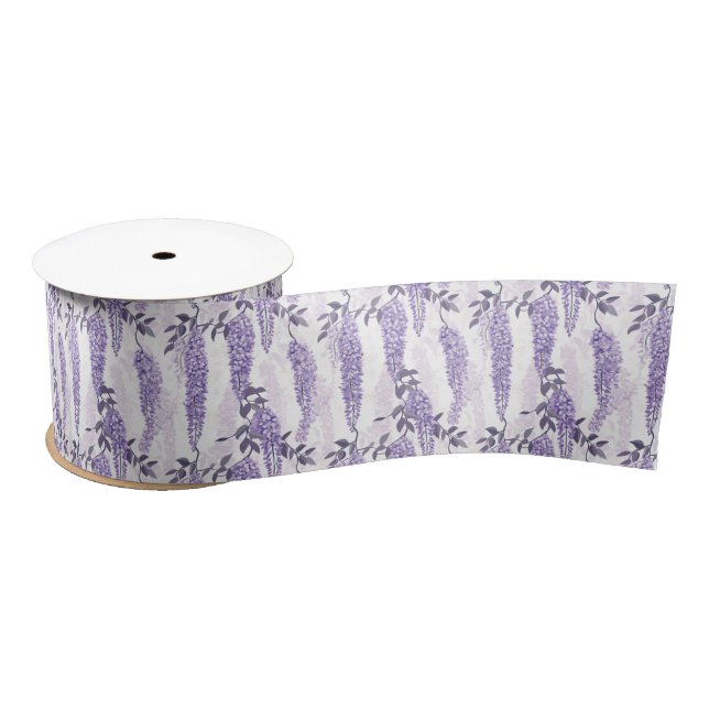 Lazo De Raso Purple Lilacs Floral (Carrete)