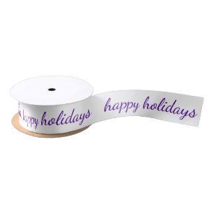 Lazo De Raso Purple Script Happy Holidays Navidad Typography