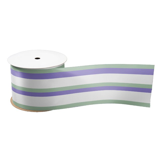 Lazo De Raso Púrpura, verde, cinta blanca (Carrete)