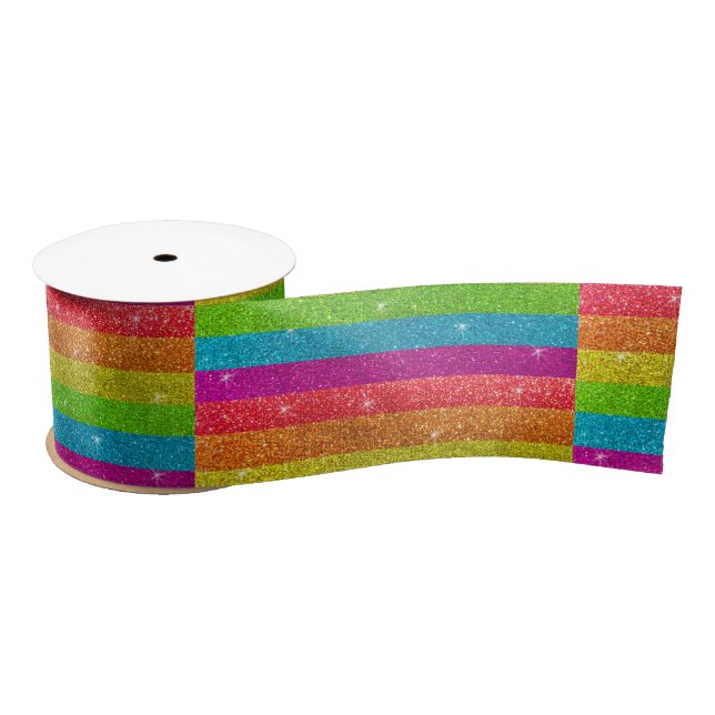 Lazo De Raso Purpurina arcoiris estriba bandera del orgullo gay (Carrete)