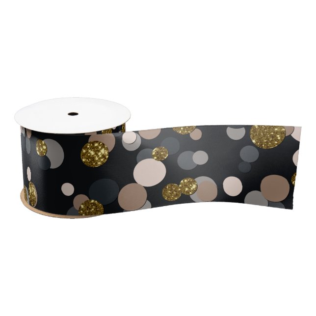 Lazo De Raso Purpurina Confetti Peach, Maple, Gray and Gold (Carrete)