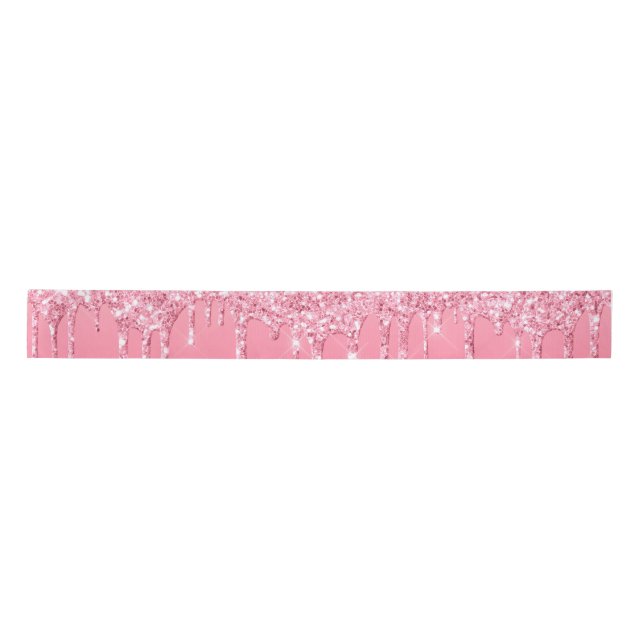 Lazo De Raso Purpurina de goteo rosa Girly Moda moderna (Anverso)