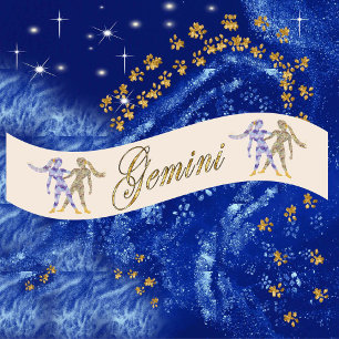 Lazo De Raso Purpurina de oro Gemini Zodiac Regalo de cumpleaño