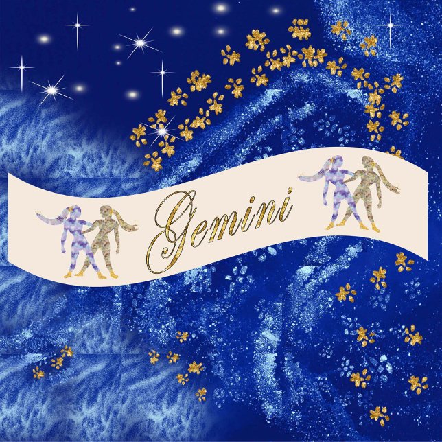 Lazo De Raso Purpurina de oro Gemini Zodiac Regalo de cumpleaño (Subido por el creador)