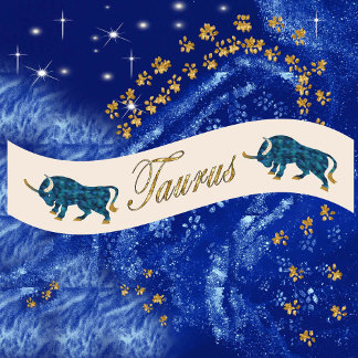 Lazo De Raso Purpurina de oro Taurus Zodiac Regalo de cumpleaño