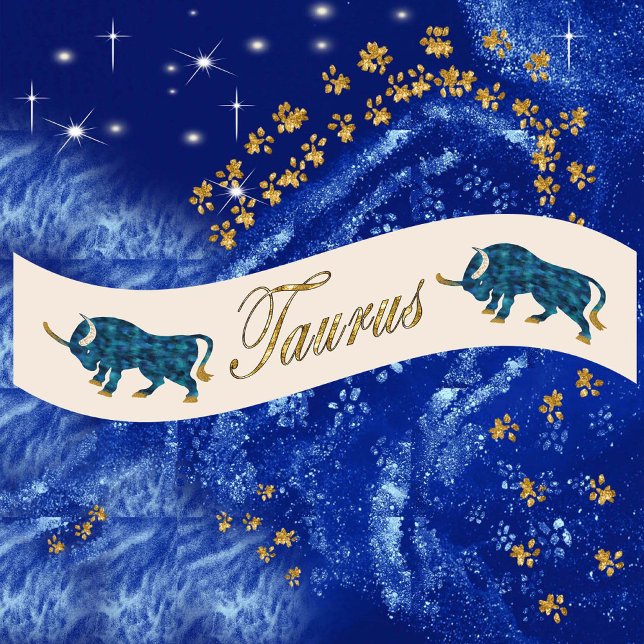 Lazo De Raso Purpurina de oro Taurus Zodiac Regalo de cumpleaño (Subido por el creador)