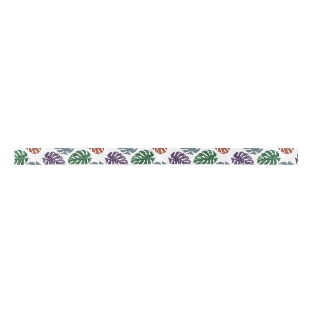 Lazo De Raso Purpurina Monstera Ribbon (Anverso)