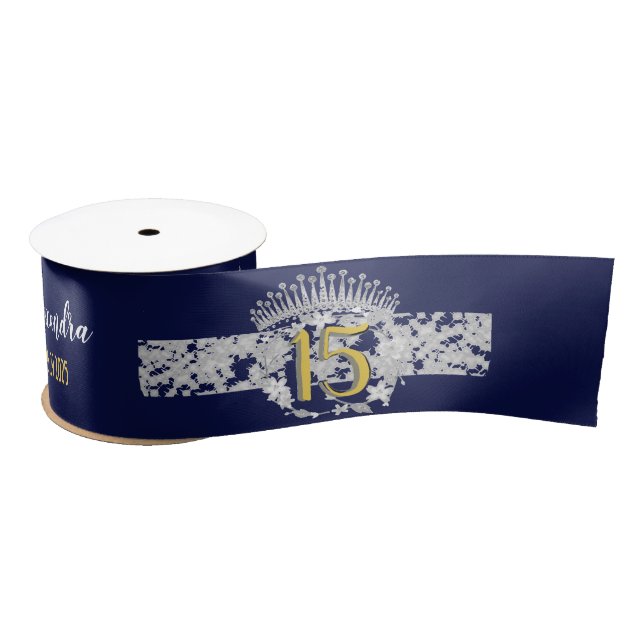 Lazo De Raso Quinceanera azul real Boho español (Carrete)