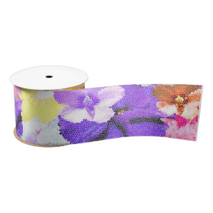 Lazo De Raso "Radiancia en Bloom: Hibiscus en vidrio manchado