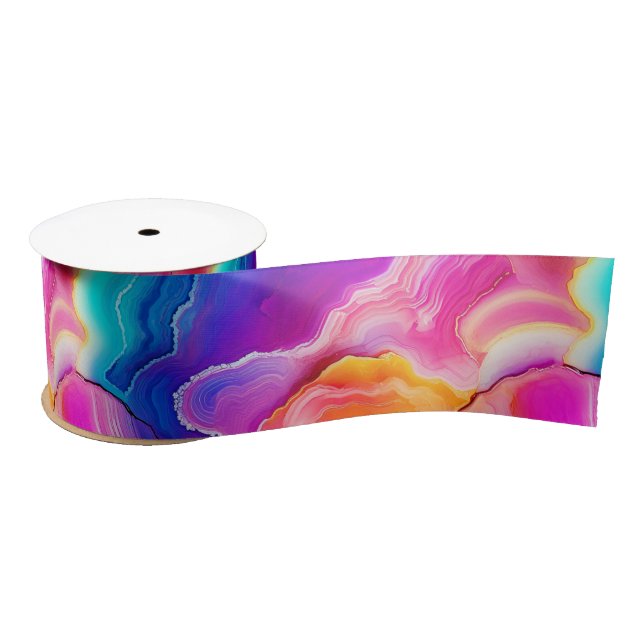 Lazo De Raso Rainbow Agate | Vibrant Abstract Stone Pattern (Carrete)