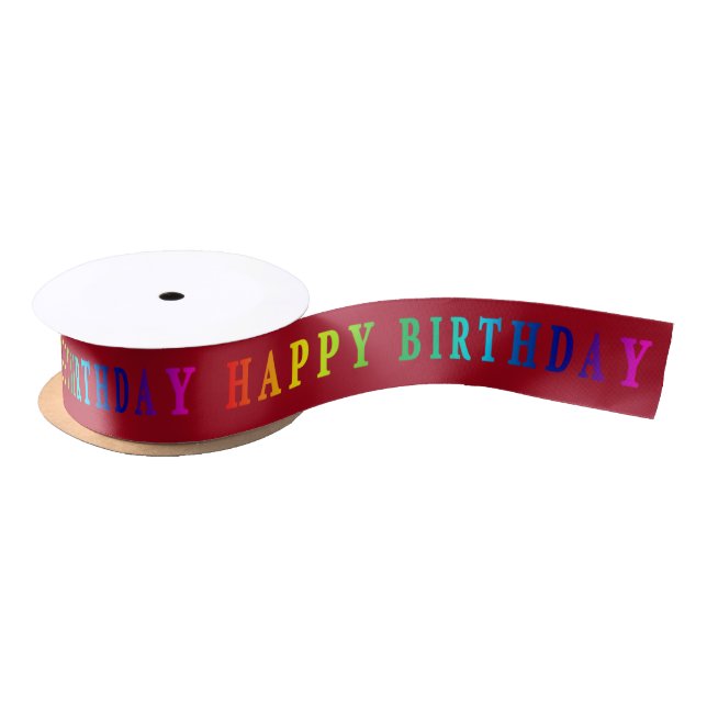 Lazo De Raso Rainbow Happy cumpleaños Satin Ribbon (Carrete)