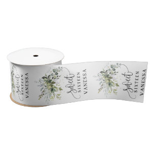 Lazo De Raso Ramas verdes del Boho Eucalyptus dulces dieciséis