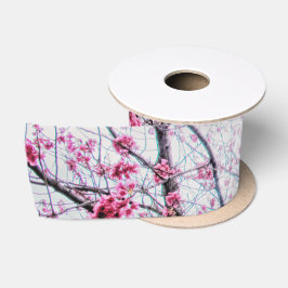 Lazo De Raso Ramas y flores de un árbol de cerezo