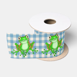 Lazo De Raso Ranas Verdes En Gingham