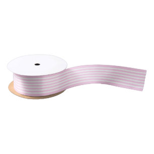 Lazo De Raso Rayas Blancas Simple Chic Patrón Sobre Rosa Pálido