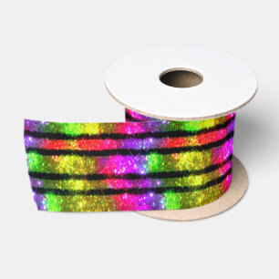 Lazo De Raso Rayas Brillantes Arcoíris Neon