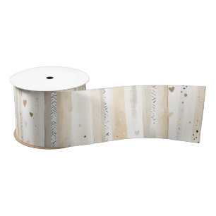 Lazo De Raso Rayas Corazones Blanco Crema