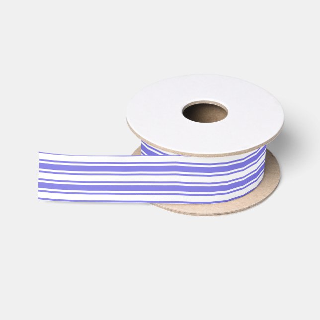 Lazo De Raso Rayas de caramelo azul y blanco (Carrete)