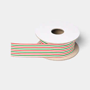 Lazo De Raso Rayas de Caramelo Rojo Verde Blanco