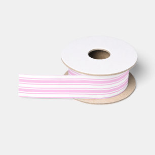 Lazo De Raso Rayas de caramelo rosa claro y blanco