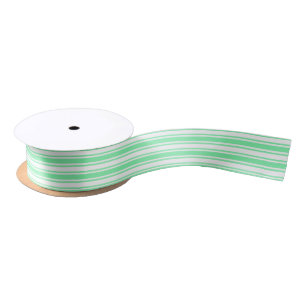 Lazo De Raso Rayas de caramelos verdes y blancos pasteles