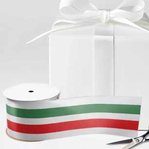 Lazo De Raso Rayas de la bandera italiana sobre blanco