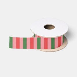 Lazo De Raso Rayas de Navidad Clásicas Rojo Verde Rosa
