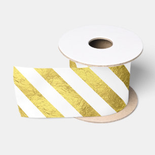 Lazo De Raso Rayas de Relieve metalizado dorado